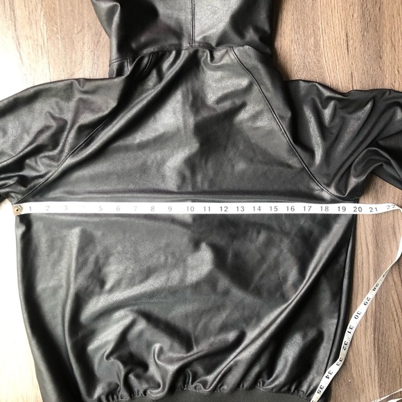 Faux Leather Hoodie Women’s Small Black Edgy Punk Futuristic Gamer Goth - Picture 5 of 9